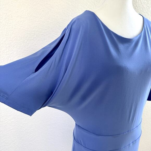 Last Tango Dress Dusty Blue Size Medium Knee Length Career Bodycon Open Sleeves - Picture 2 of 14